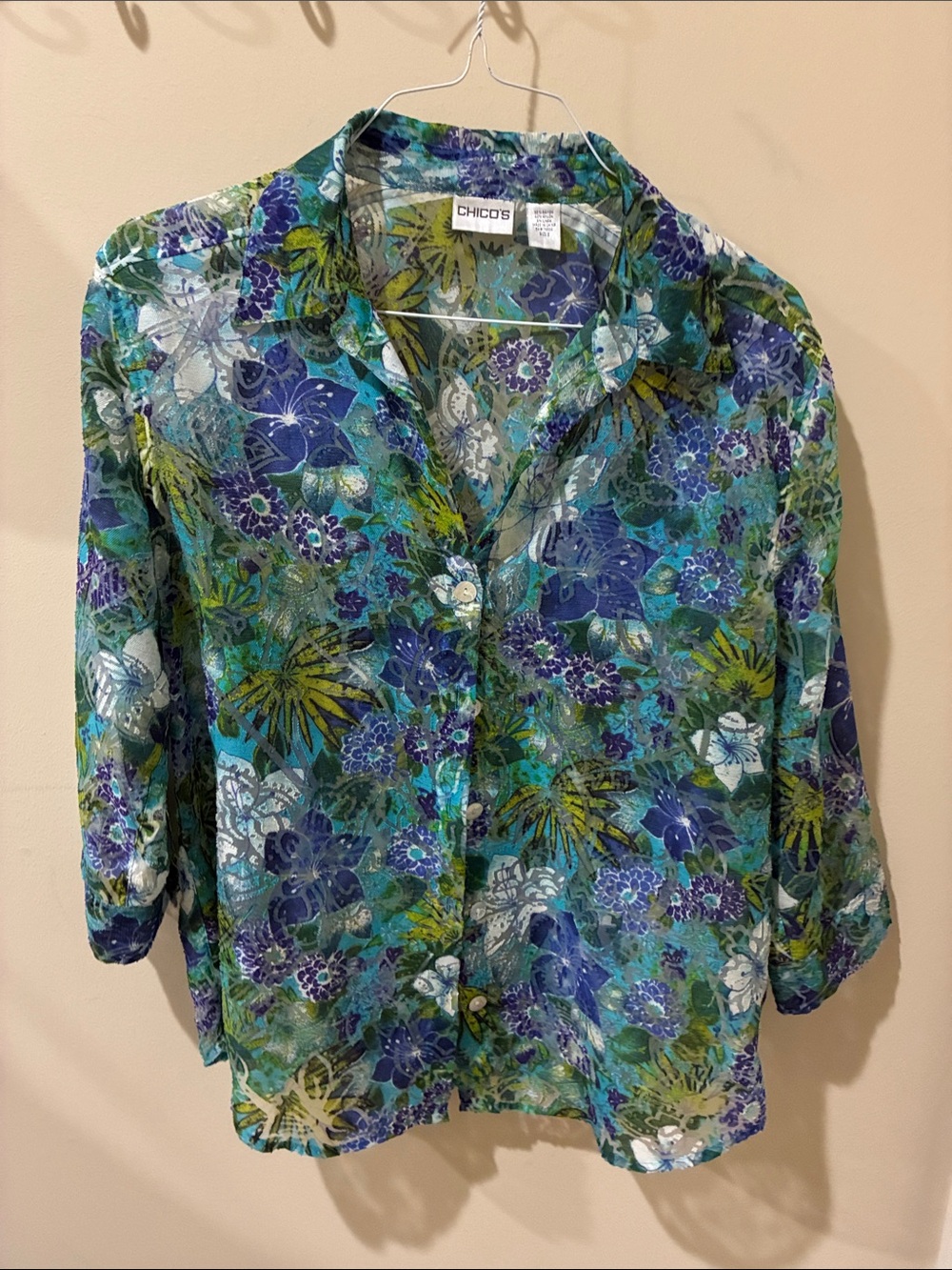 Chico’s sheer floral blouse.